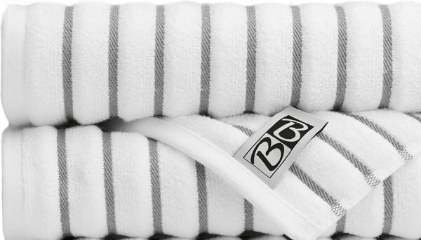 Luxe and soft Brazilian Wave Stripe 100% Ringspun Cotton Loop Towel for Home Pool, Bath, Spa