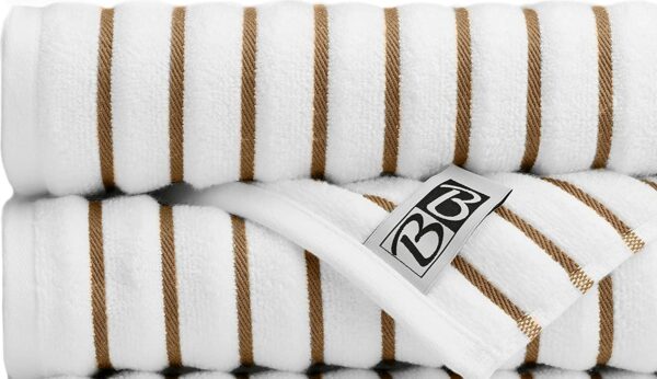 Luxe and soft Brazilian Wave Stripe 100% Ringspun Cotton Loop Towel for Home Pool, Bath, Spa