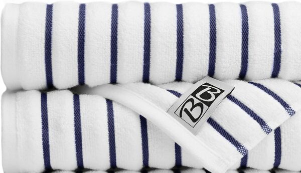 Luxe and soft Brazilian Wave Stripe 100% Ringspun Cotton Loop Towel for Home Pool, Bath, Spa