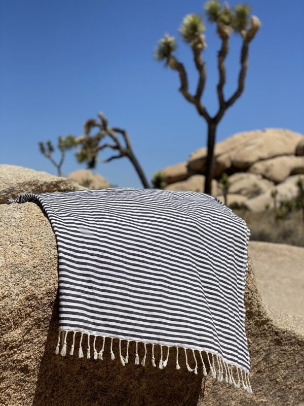 100% Turkish Cotton Pestemal Striped Beach and Travel Towel with Fringe - Soft, Absorbent, Compact & Stylish. Throw, Cover Up, Shawl, Blanket