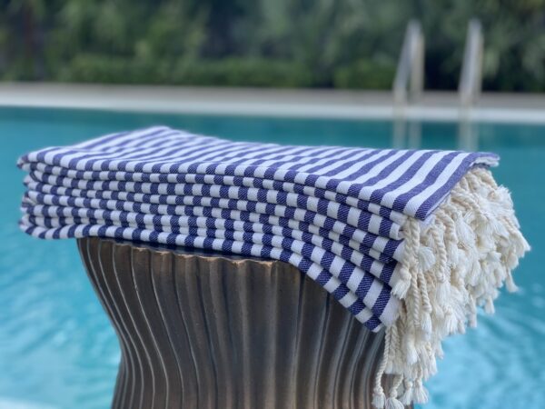 100% Turkish Cotton Pestemal Striped Beach and Travel Towel with Fringe - Soft, Absorbent, Compact & Stylish. Throw, Cover Up, Shawl, Blanket